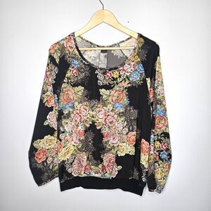 ONLY HEARTS Helena Stuart Top Medium Blouson Needlepoint Floral Lightweight Airy